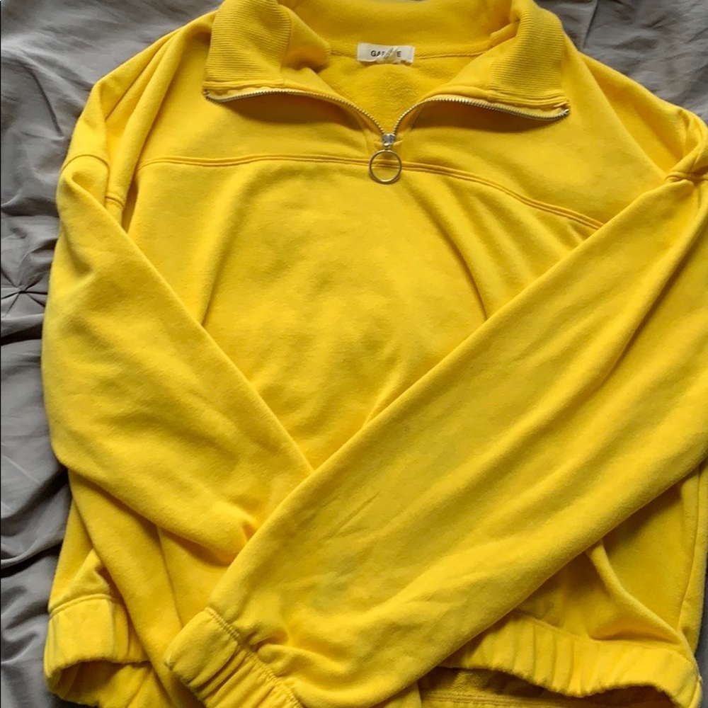Garage yellow cropped quarter zip